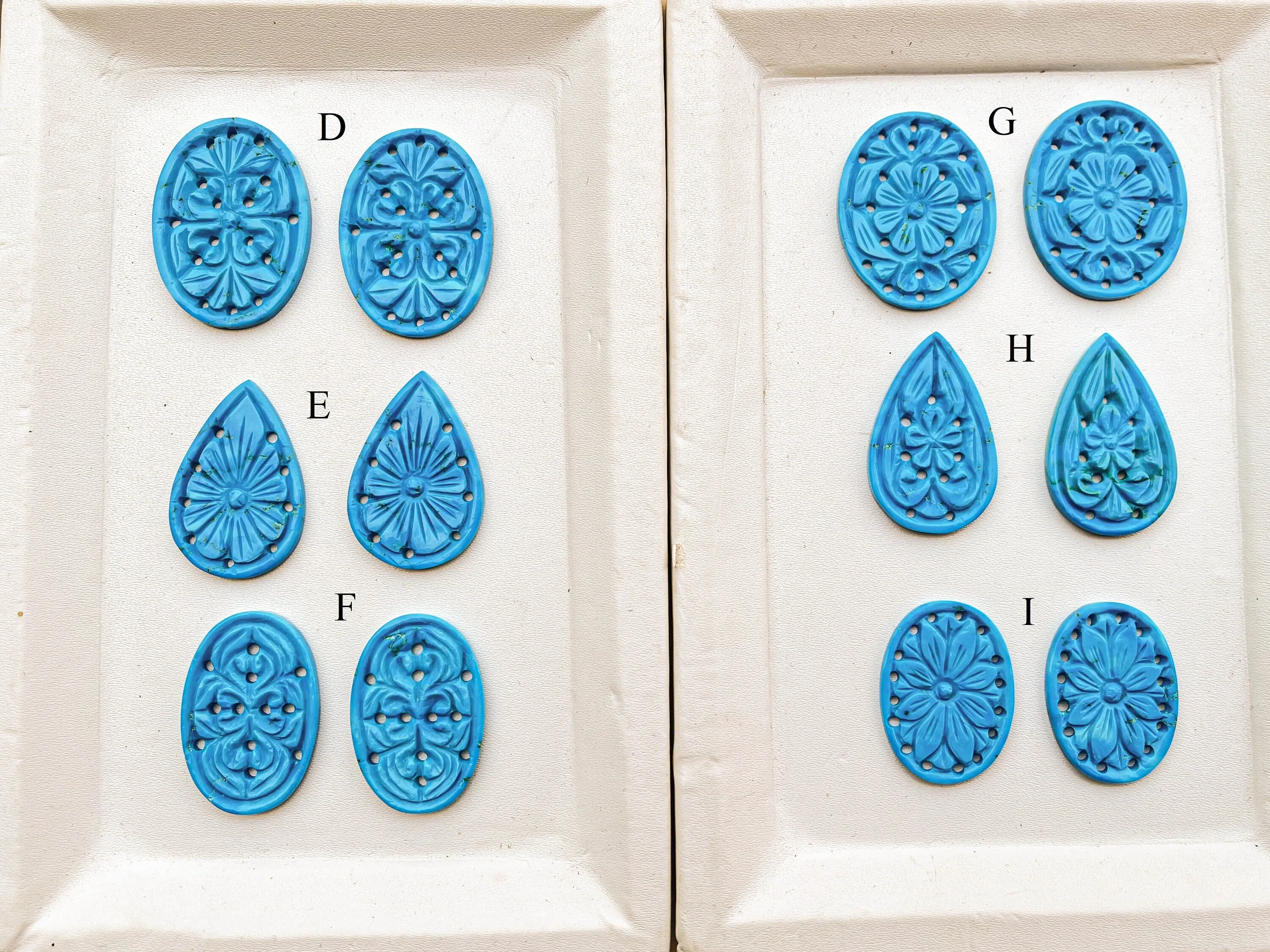 Turquoise Window Carving Pairs, Turquoise Gemstone, Turquoise Carving for Jewelry making