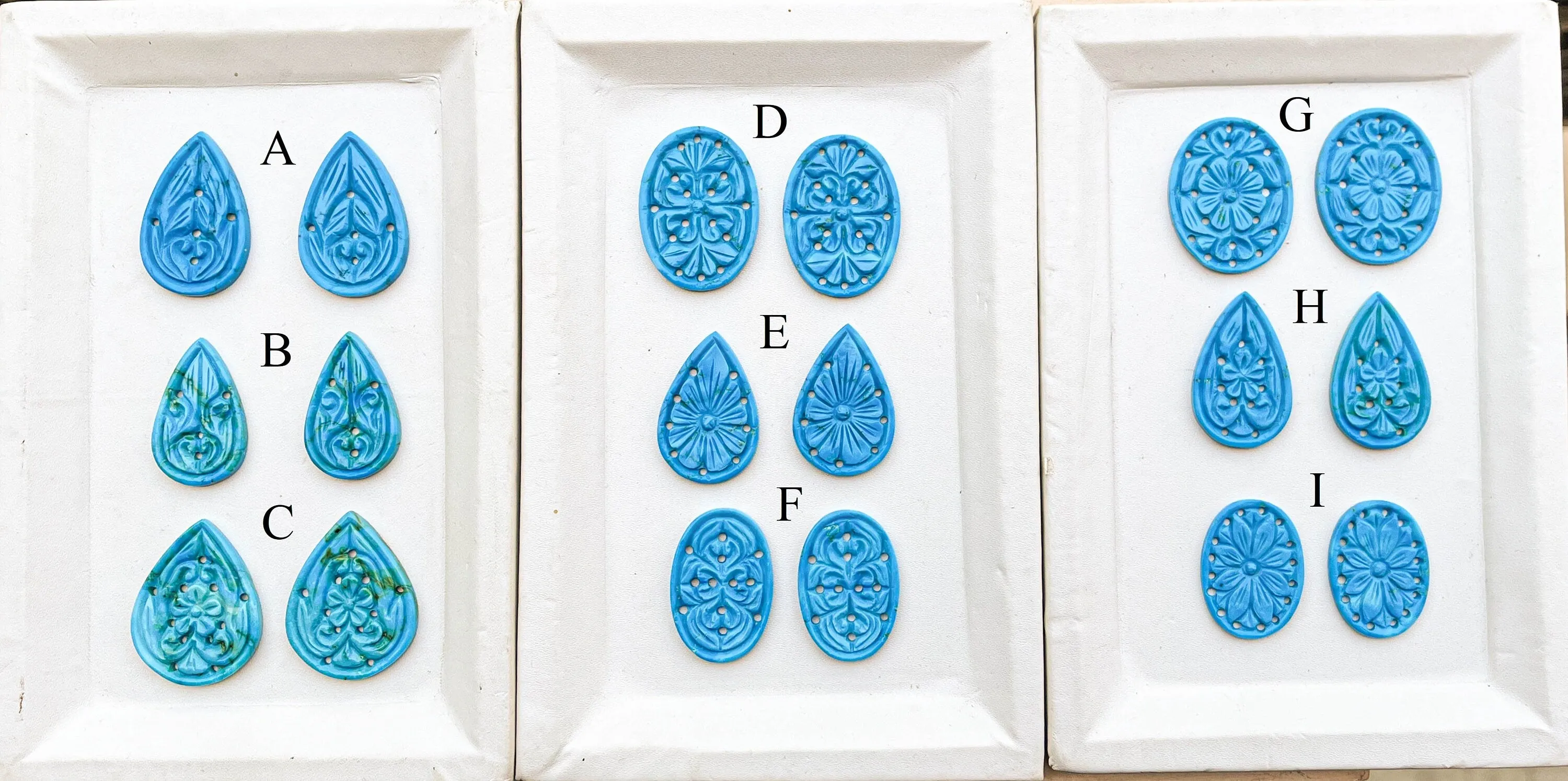 Turquoise Window Carving Pairs, Turquoise Gemstone, Turquoise Carving for Jewelry making