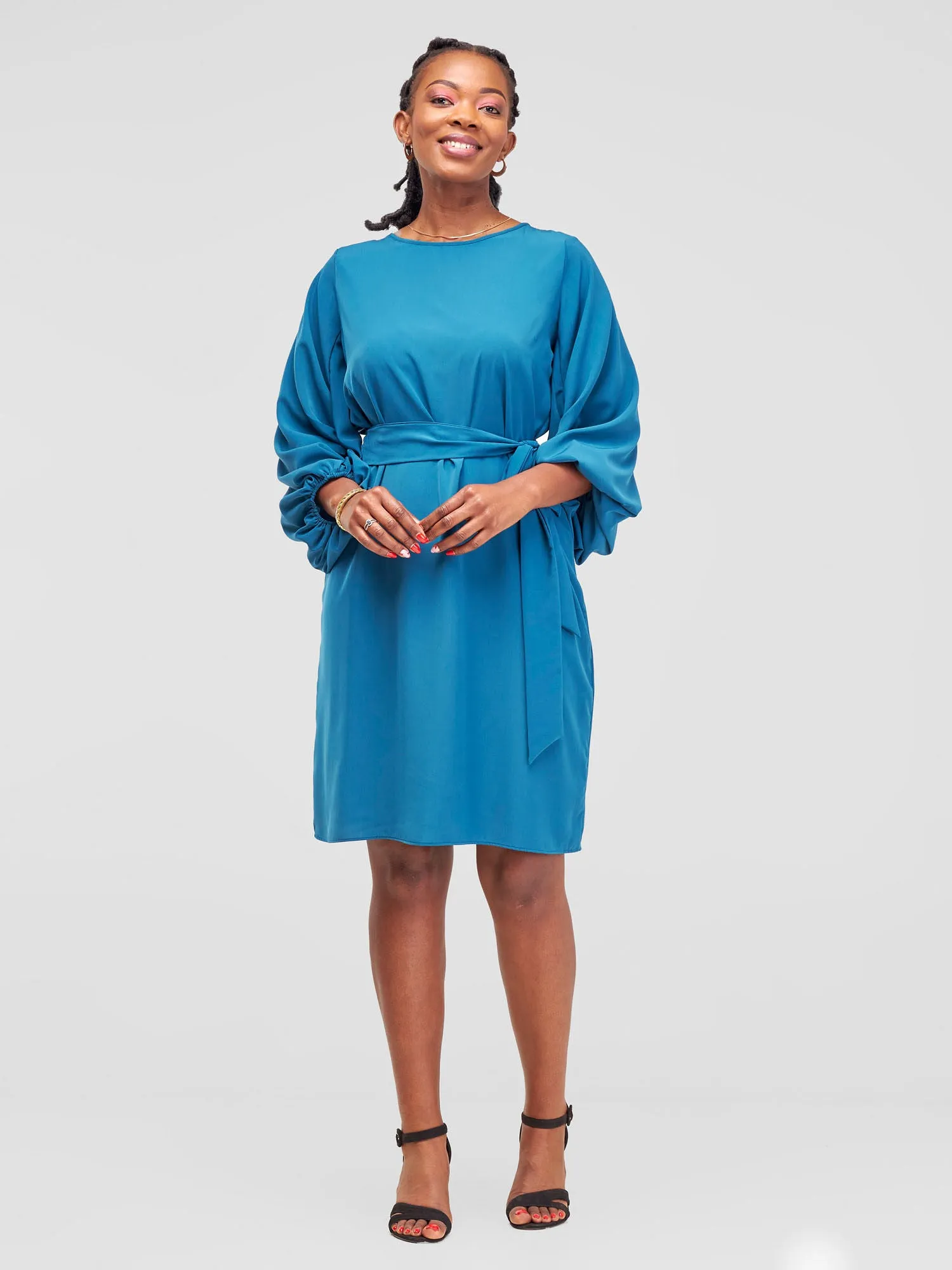 Vivo Zaria Cowl Sleeve Shift Dress - Teal