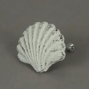 White Cast Iron Scallop Sea Shell Drawer Pulls