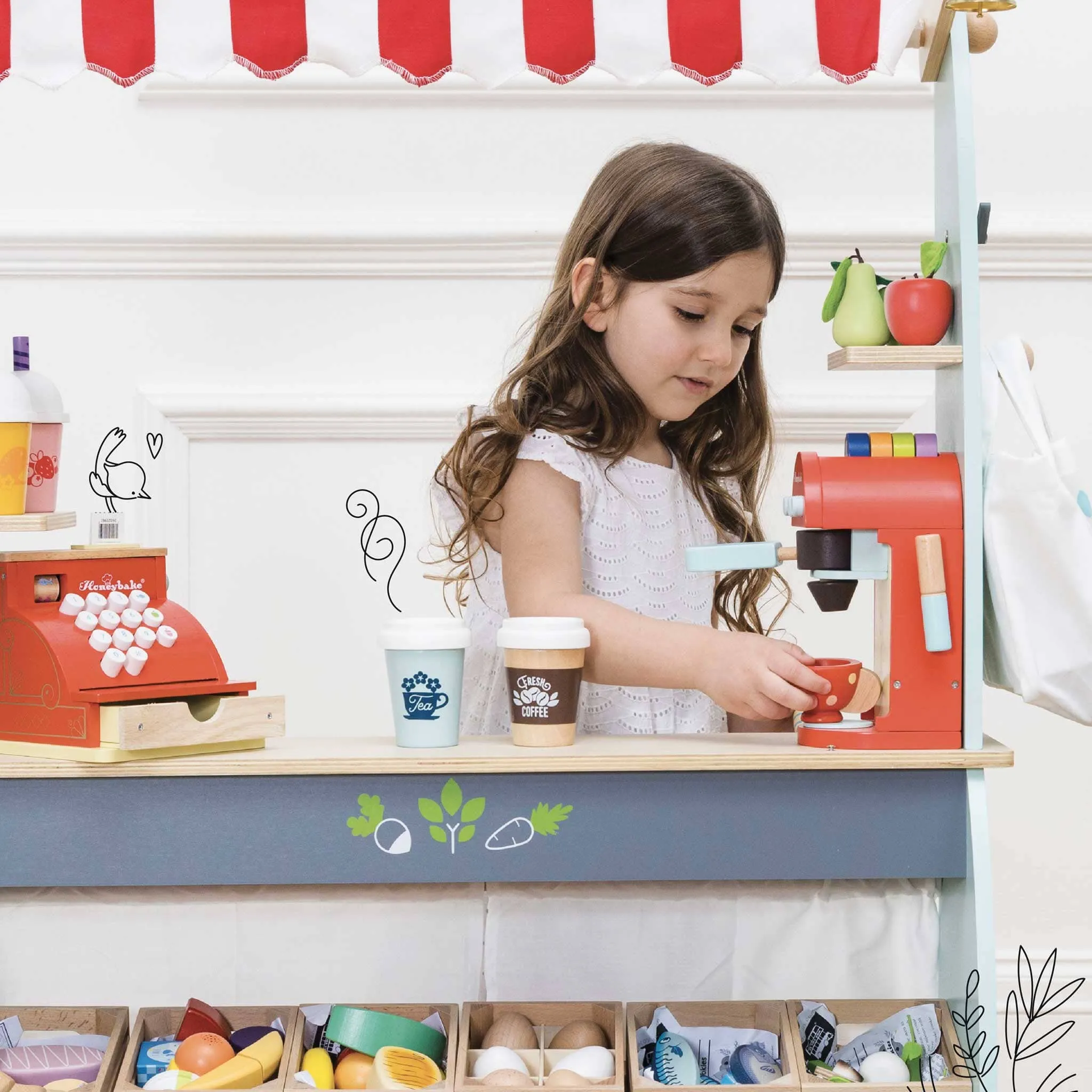 Wooden Toy Coffee Machine & Pods