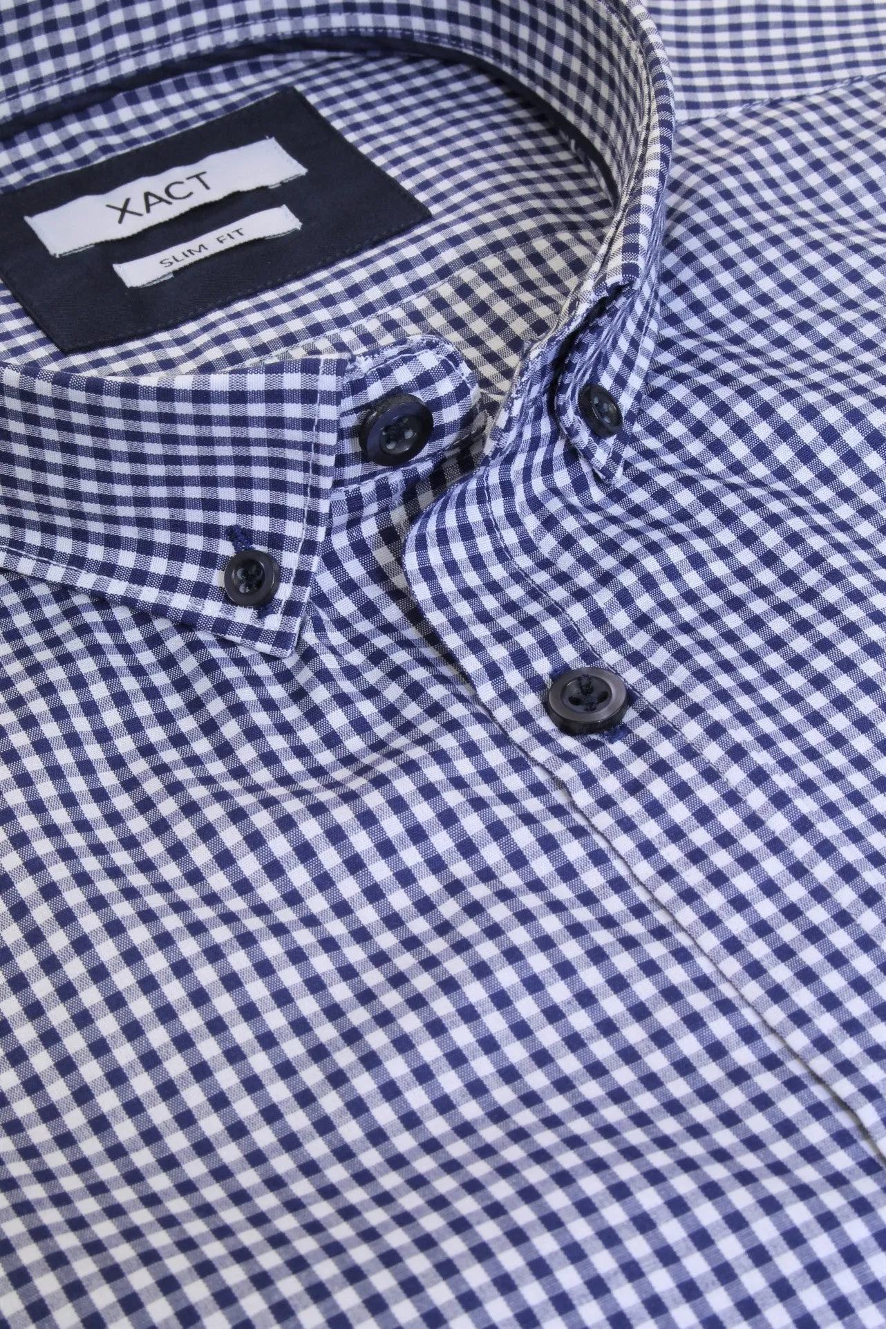 Xact Mens Short Sleeved Gingham Check Shirt - Slim Fit