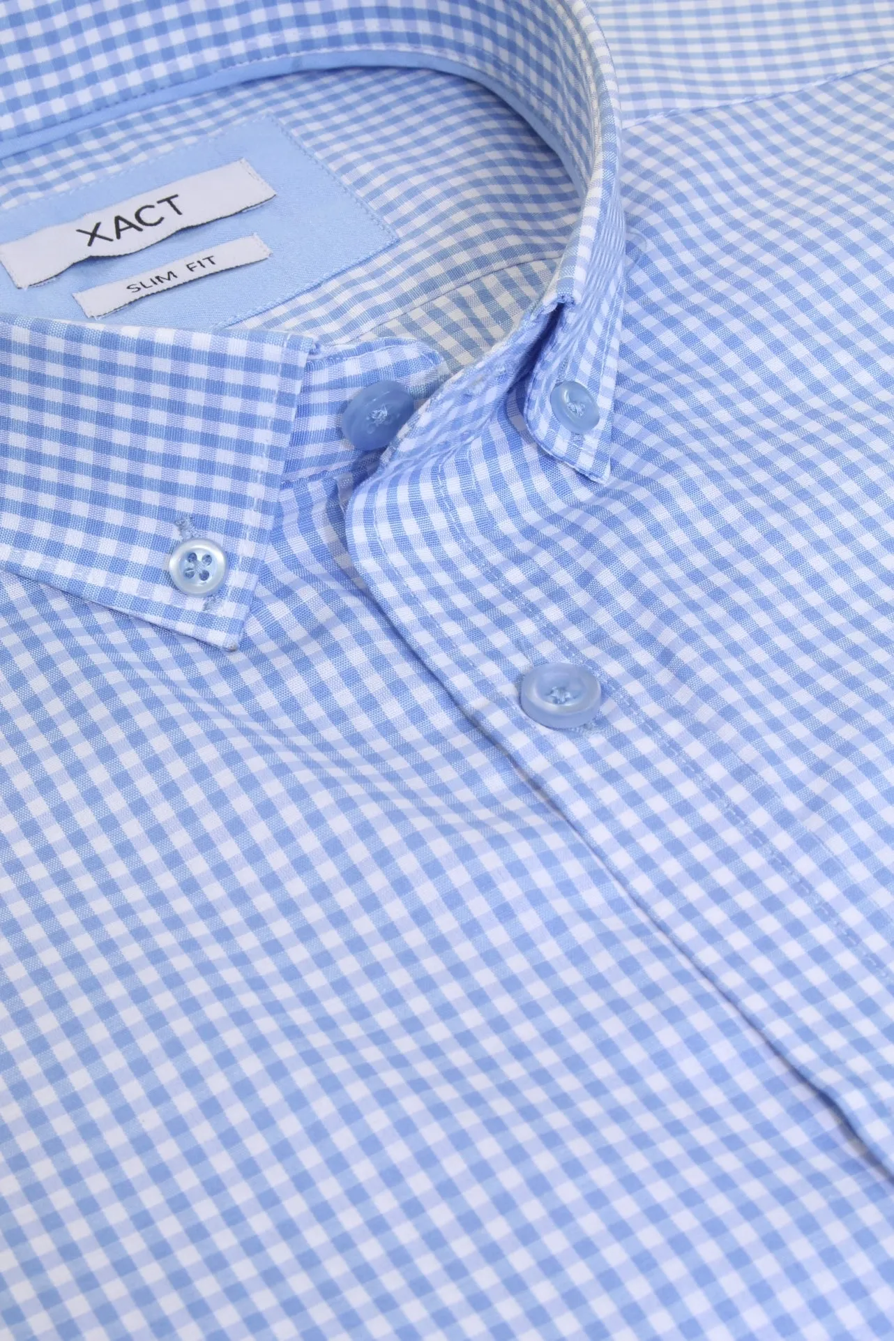 Xact Mens Short Sleeved Gingham Check Shirt - Slim Fit