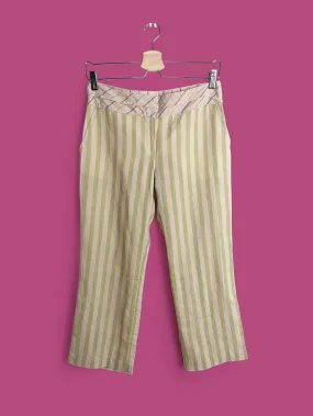 Y2K MANGO Striped 3/4 Flared Linen Capris - size XS